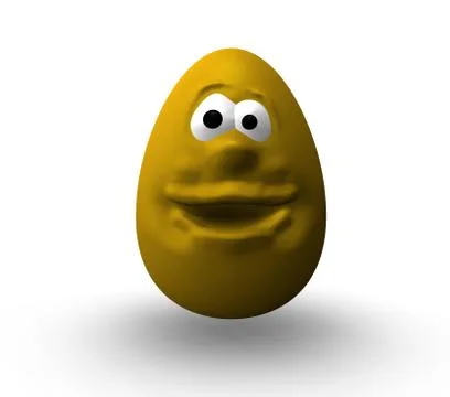Yellow easter egg with face on white background - 3d illustration 스톡 일러스트