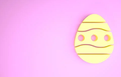 Yellow Easter egg icon isolated on pink background. Happy Easter. Minimalism  Stock Illustration
