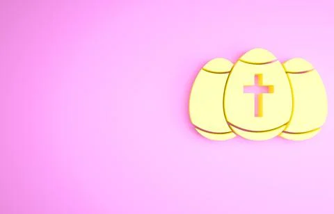Yellow Easter egg icon isolated on pink background. Happy Easter. Minimalism  Stock Illustration