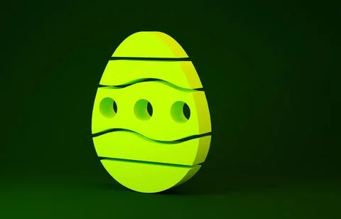 Yellow Easter egg icon isolated on green background. Happy Easter. Minimalism Stock Illustration