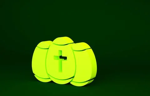 Yellow Easter egg icon isolated on green background. Happy Easter. Minimalism Stock Illustration