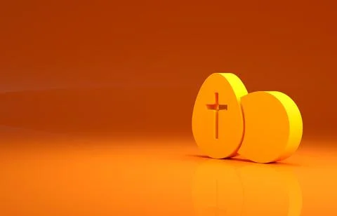 Yellow Easter egg icon isolated on orange background. Happy Easter. Minimalism Stock Illustration