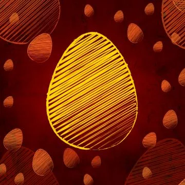 Yellow easter egg over brown old paper background with eggs Stock Illustration