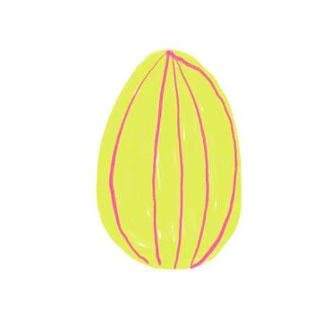 Yellow Easter Egg with Pink Stripes Stock Illustration
