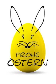 A yellow easter egg with a rabbit face 3d illustration of a yellow easter ... Stock Photos