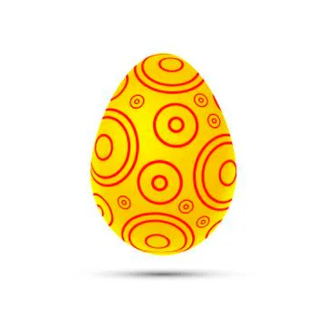 Yellow easter egg with red pattern 库存插图