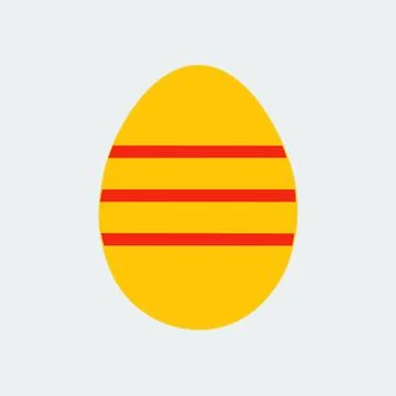 Yellow Easter Egg with red stripes. Flat Design. Stock Illustration