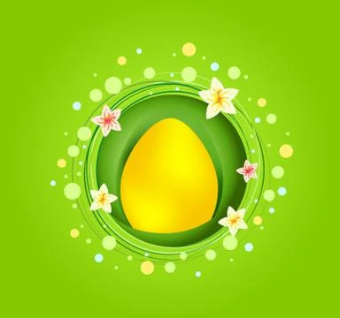 Yellow easter egg with spring element card Stock Illustration