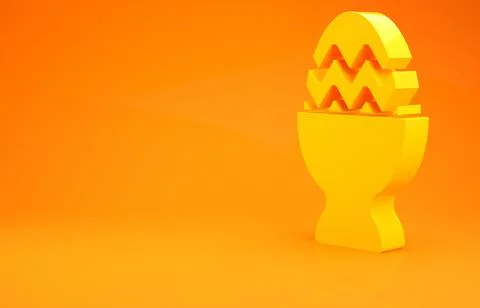 Yellow Easter egg on a stand icon isolated on orange background. Happy Easter Stock Illustration