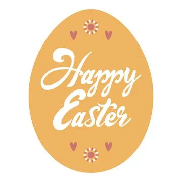 Yellow Easter egg with text Happy Easter. Cute holiday vector illustration Illustrazione stock