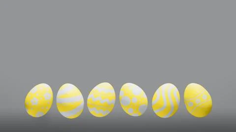 Yellow easter eggs in on gray background, copy space 스톡 사진