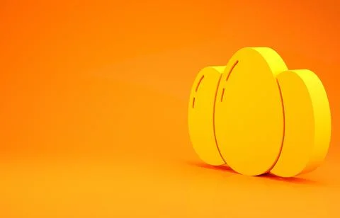 Yellow Easter eggs icon isolated on orange background. Happy Easter. Minimali Stock Illustration