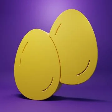 Yellow Easter eggs icon isolated on purple background. Happy Easter. Minima.. Stock Photos