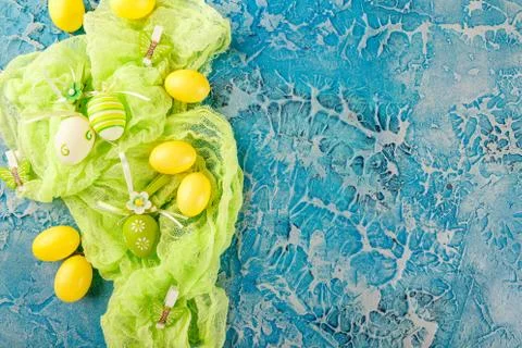 Yellow easter eggs Stock Photos