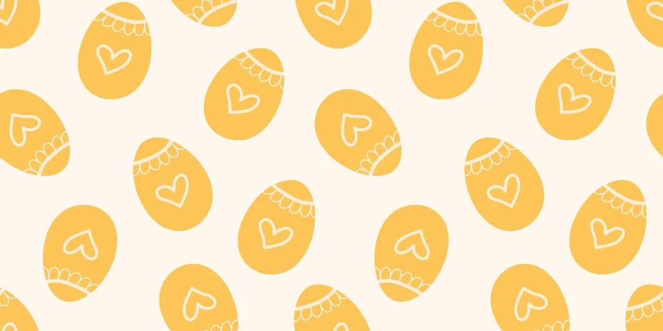 Yellow Easter eggs seamless Pattern for fabrics, wrapping or wallpapers. Ho.. Illustrazione stock