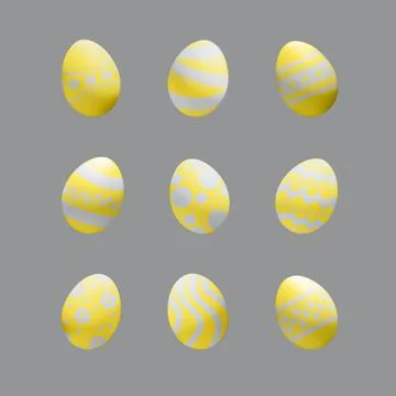 Yellow Easter eggs set, isolated on gray background Fotos Stock