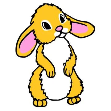 Yellow Easter rabbit on white isolated backdrop stock vector illustration Stock Illustration