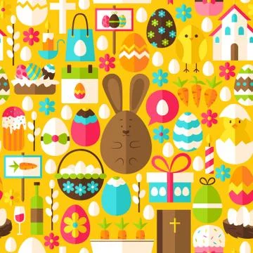 Yellow Easter Seamless Pattern Stock Illustration