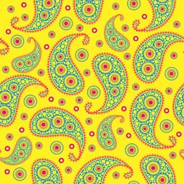 Yellow eastern seamless pattern with paisley in vector イラスト素材
