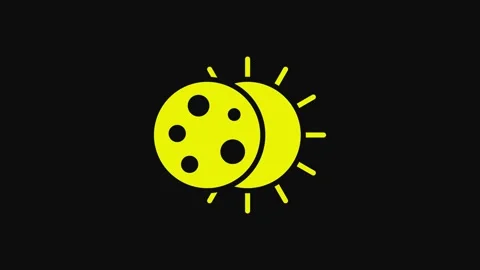 Yellow Eclipse of the sun icon isolated on black background. Total sonar eclipse Stock Footage 233095555