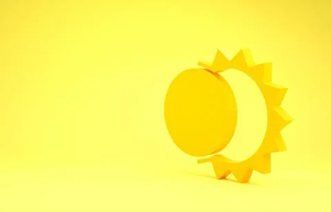 Yellow Eclipse of the sun icon isolated on yellow background. Total sonar ecl Stock Illustration