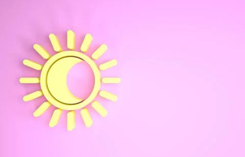 Yellow Eclipse of the sun icon isolated on pink background. Total sonar eclip Stock Illustration