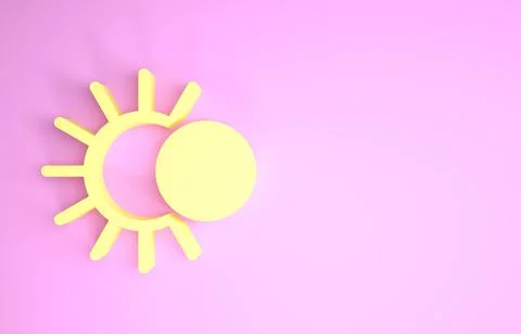 Yellow Eclipse of the sun icon isolated on pink background. Total sonar eclip Stock Illustration