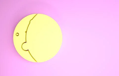 Yellow Eclipse of the sun icon isolated on pink background. Total sonar eclip Ilustração Stock