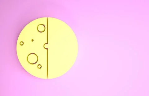 Yellow Eclipse of the sun icon isolated on pink background. Total sonar eclip Illustrazione stock