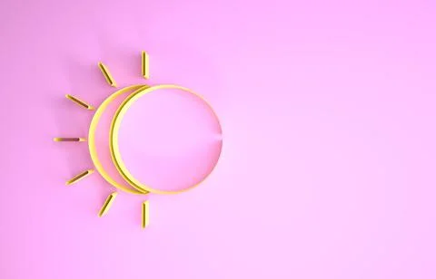 Yellow Eclipse of the sun icon isolated on pink background. Total sonar eclip Stock Illustration