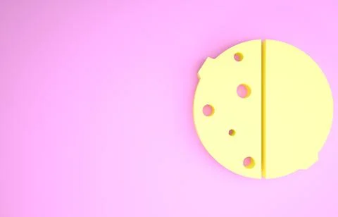 Yellow Eclipse of the sun icon isolated on pink background. Total sonar eclip Ilustração Stock