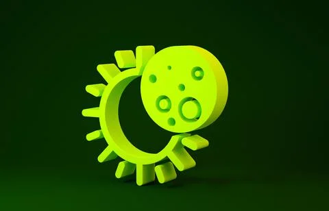 Yellow Eclipse of the sun icon isolated on green background. Total sonar ecli Ilustração Stock