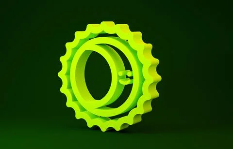 Yellow Eclipse of the sun icon isolated on green background. Total sonar ecli Stock Illustration