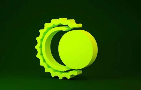 Yellow Eclipse of the sun icon isolated on green background. Total sonar ecli Illustrazione stock