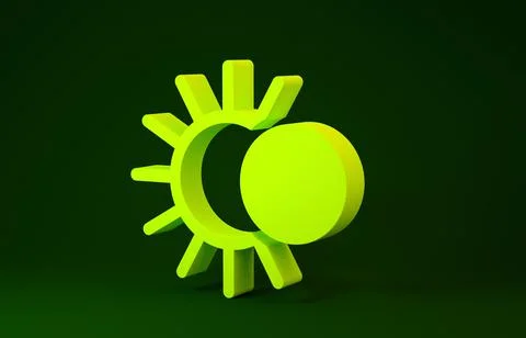Yellow Eclipse of the sun icon isolated on green background. Total sonar ecli Stock Illustration