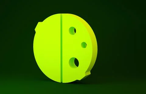 Yellow Eclipse of the sun icon isolated on green background. Total sonar ecli Stock Illustration