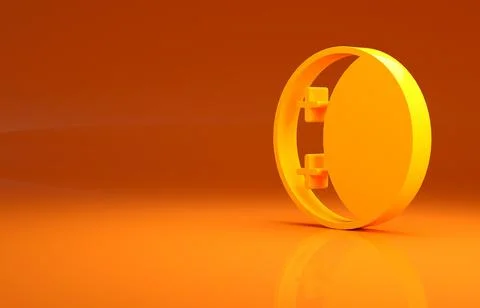 Yellow Eclipse of the sun icon isolated on orange background. Total sonar Illustrazione stock