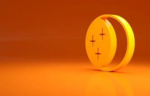 Yellow Eclipse of the sun icon isolated on orange background. Total sonar Stock Illustration