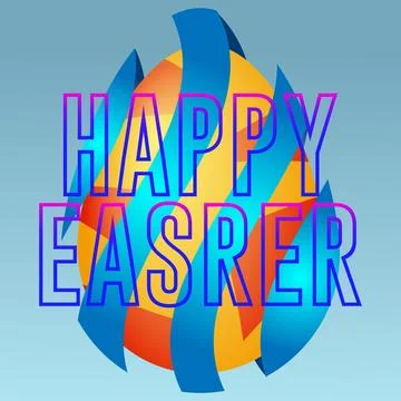 Yellow egg with blue ribbon for easter holiday Stock Illustration