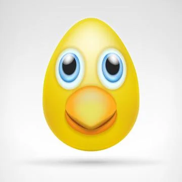 Yellow egg shape with cute chicken face  Stock Illustration