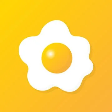 Yellow egg on white background. Set of fried eggs. Cooking food. 库存插图