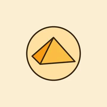 Yellow Egyptian Pyramid in Circle vector Egypt History colored icon Ilustración de archivo