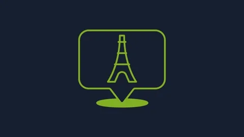 Yellow Eiffel tower icon isolated on blue background. France Paris landmark Stock Footage 232265922