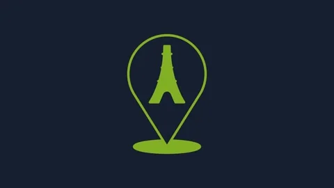 Yellow Eiffel tower icon isolated on blue background. France Paris landmark Stock Footage 232266163