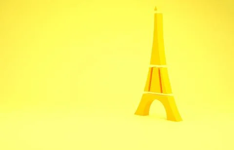 Yellow Eiffel tower icon isolated on yellow background. France Paris landmark Stock Illustration