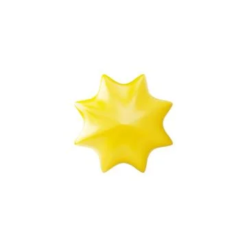 Yellow eight pointed star realistic 3d design, vector glossy badge, best award Stock Illustration