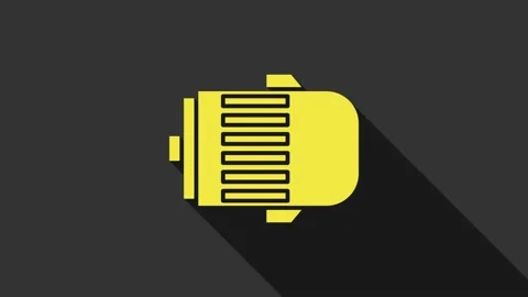 Yellow Electric engine icon isolated on grey background. Car alternator. 4K Stock Footage 147699510