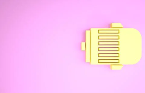 Yellow Electric engine icon isolated on pink background. Car alternator. Mini Stock Illustration