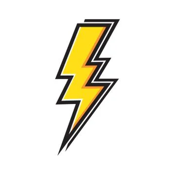 Yellow Electric Lightning Bolt with shading effects vector icon Stock Illustration