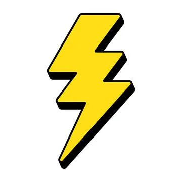 Yellow electric lightning bolt with shading effects on white background icon. Stock Illustration